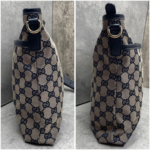 Authentic Gucci GG Supreme Ophidia Sherry Line Crossbody Bag Web Canvas Navy Tan - Picture 13 of 16